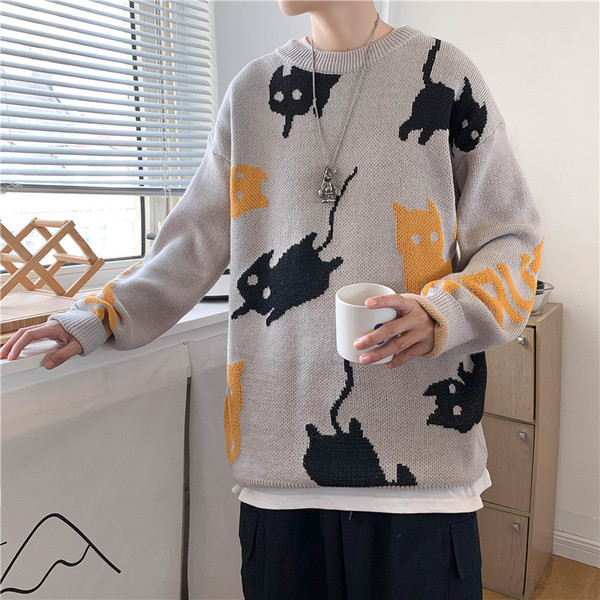 Téli férfi pulóver kerek nyakkivágással