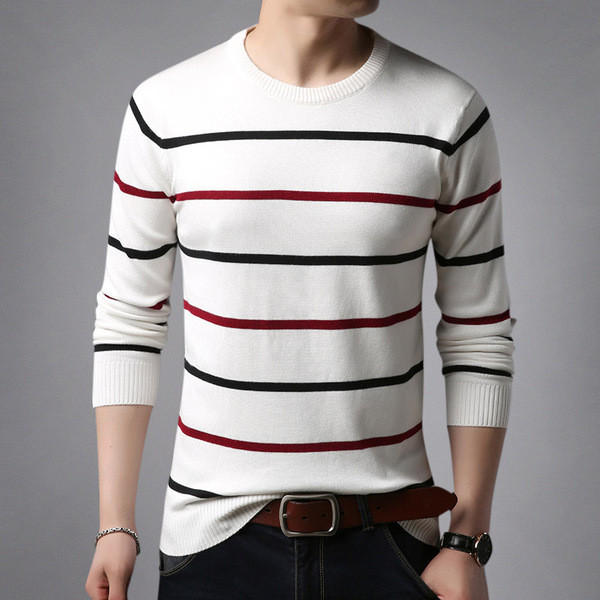 Jesensko-zimski prugasti pulover za muškarce