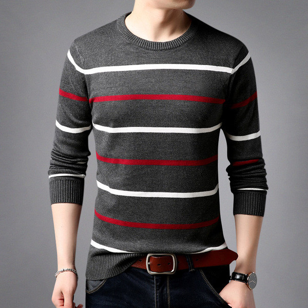 Jesensko-zimski prugasti pulover za muškarce
