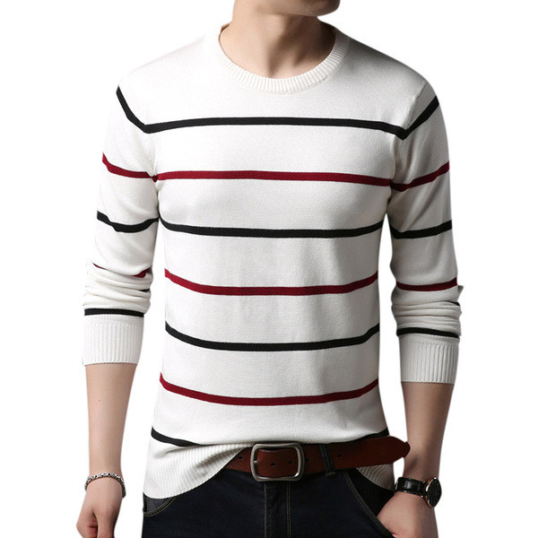 Jesensko-zimski prugasti pulover za muškarce