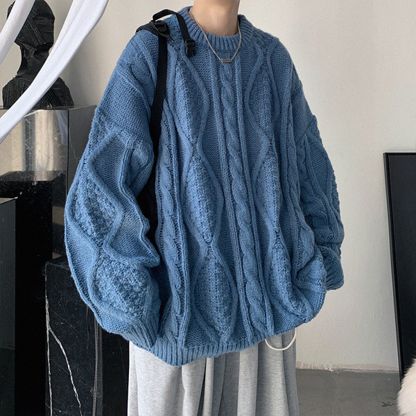 Alkalmi férfi széles pulóver ovális nyakkivágással