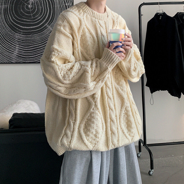 Alkalmi férfi széles pulóver ovális nyakkivágással