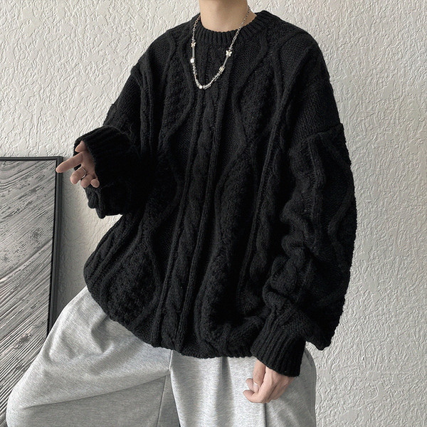 Alkalmi férfi széles pulóver ovális nyakkivágással