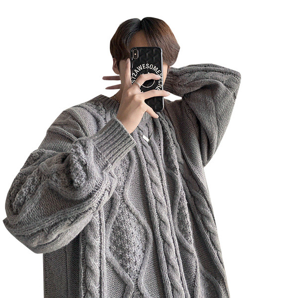 Alkalmi férfi széles pulóver ovális nyakkivágással