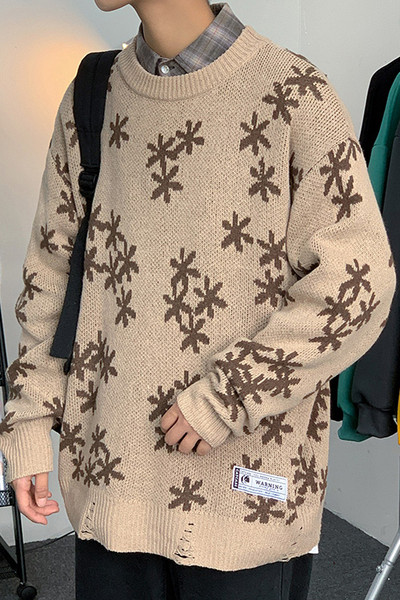 Alkalmi férfi pulóver széles modell emblémával