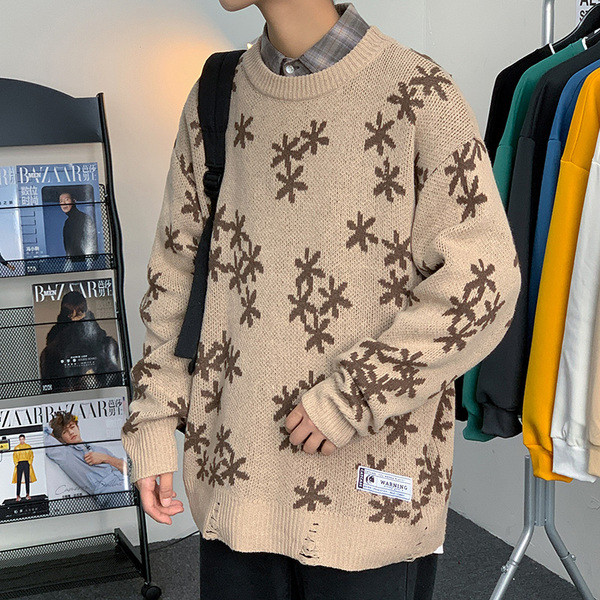 Alkalmi férfi pulóver széles modell emblémával