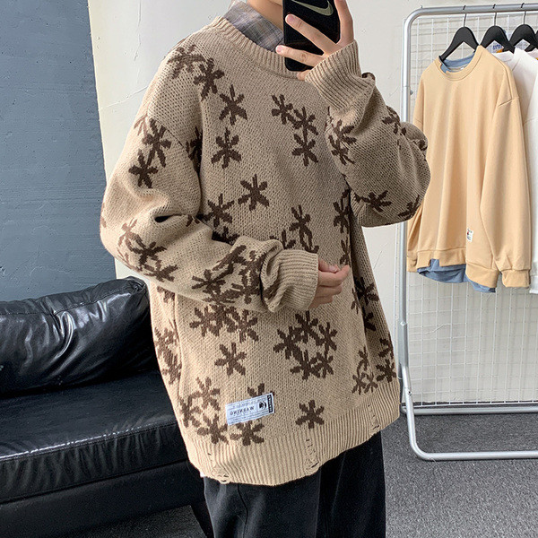 Alkalmi férfi pulóver széles modell emblémával