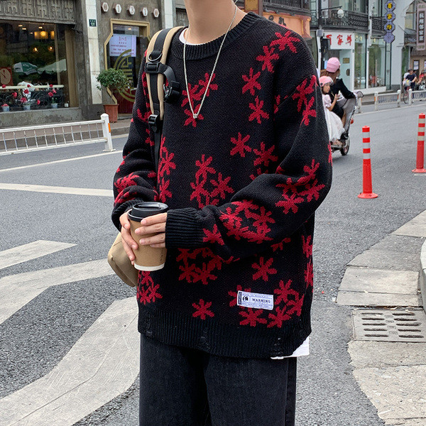 Alkalmi férfi pulóver széles modell emblémával