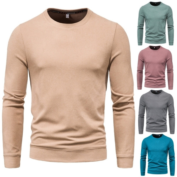 Ανδρικό πουλόβερ από λεπτό πλέξιμο με οβάλ ντεκολτέ - έως 5XL