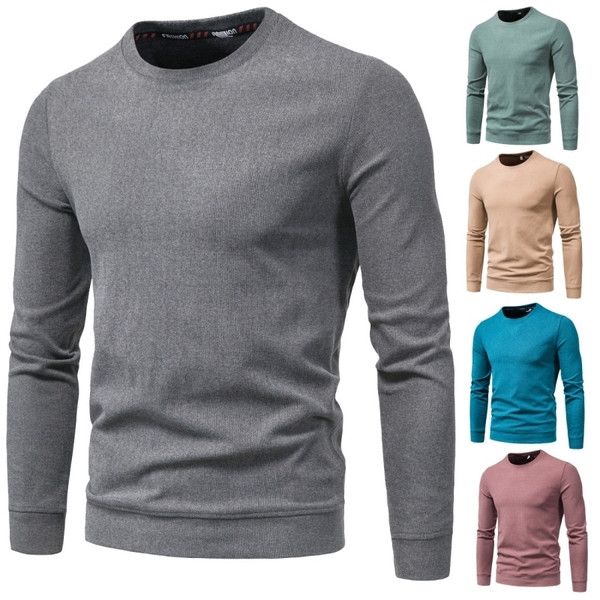 Ανδρικό πουλόβερ από λεπτό πλέξιμο με οβάλ ντεκολτέ - έως 5XL