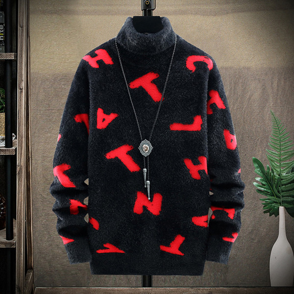 Modern férfi pulóver pólógallérral, széles modellel