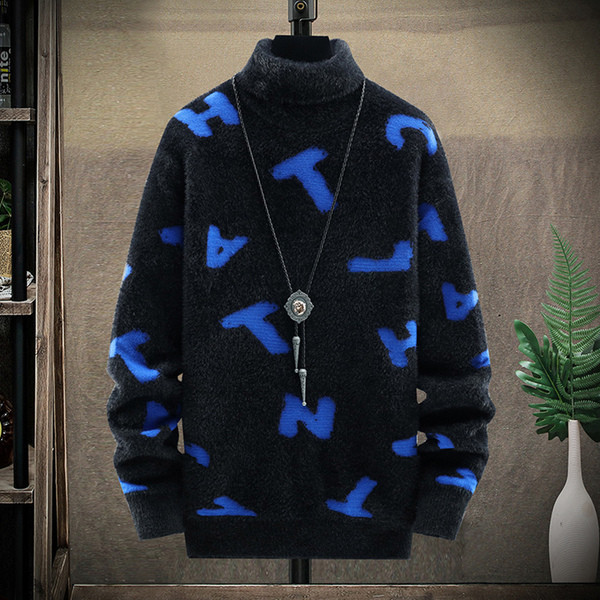 Modern férfi pulóver pólógallérral, széles modellel