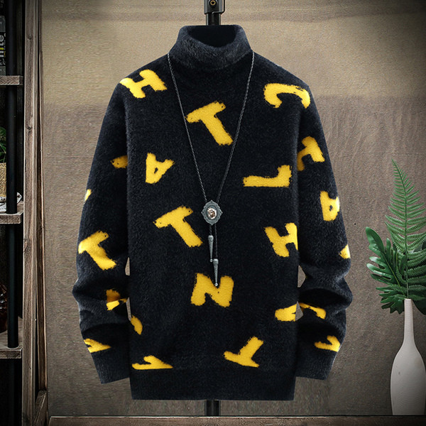 Modern férfi pulóver pólógallérral, széles modellel