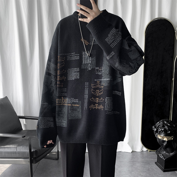 Ανδρικό πουλόβερ μεγάλου μεγέθους με μακριά μανίκια