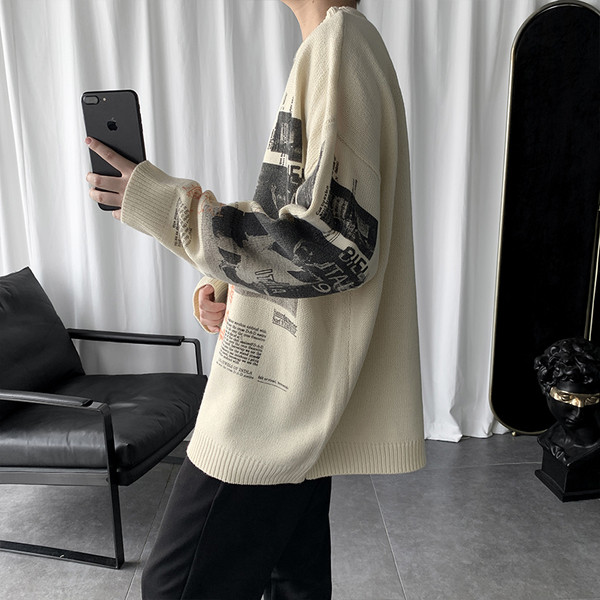 Ανδρικό πουλόβερ μεγάλου μεγέθους με μακριά μανίκια