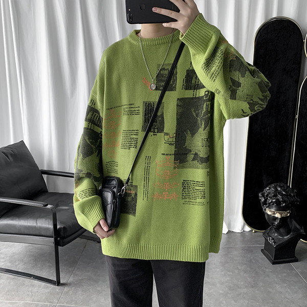 Ανδρικό πουλόβερ μεγάλου μεγέθους με μακριά μανίκια