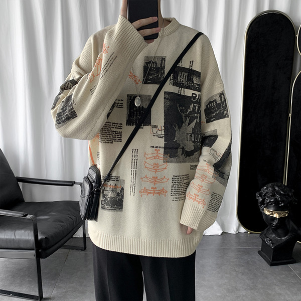 Ανδρικό πουλόβερ μεγάλου μεγέθους με μακριά μανίκια