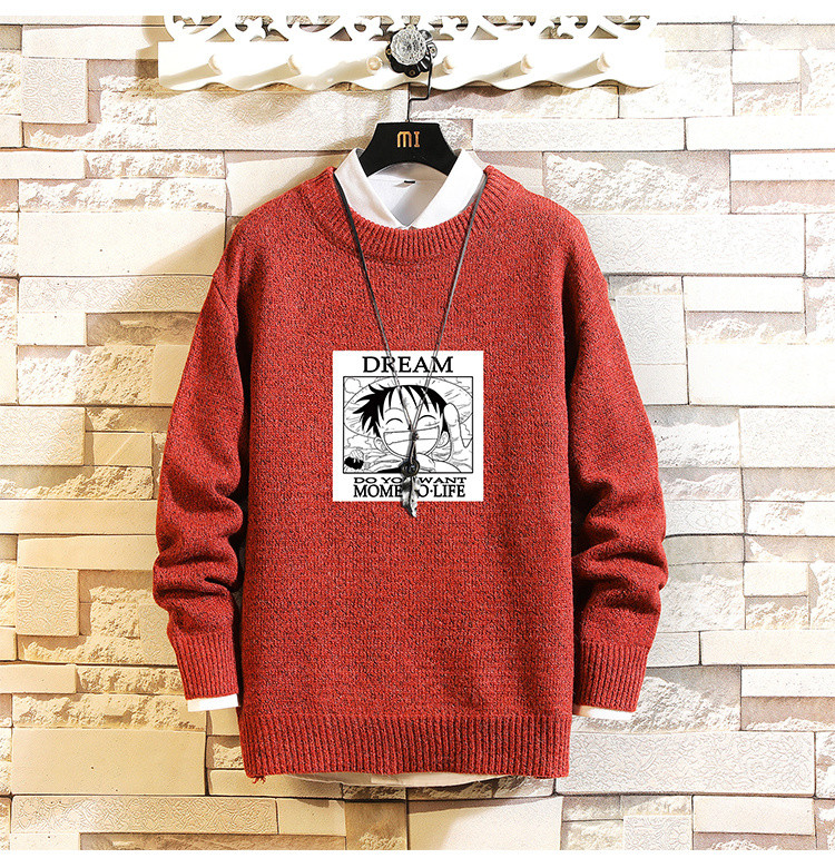 Ανδρικό φαρδύ πουλόβερ με τύπωμα - μεγάλο μέγεθος