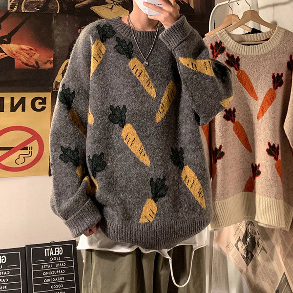 Kötött téli férfi pulóver - széles modell