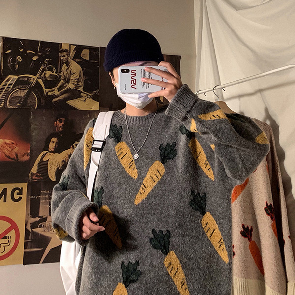 Kötött téli férfi pulóver - széles modell