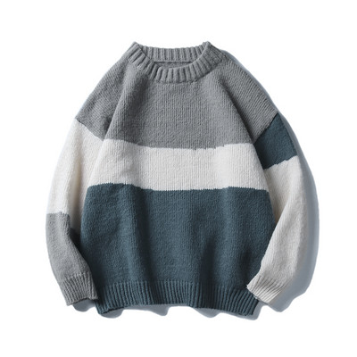 Őszi-téli férfi pulóver ovális nyakkivágással