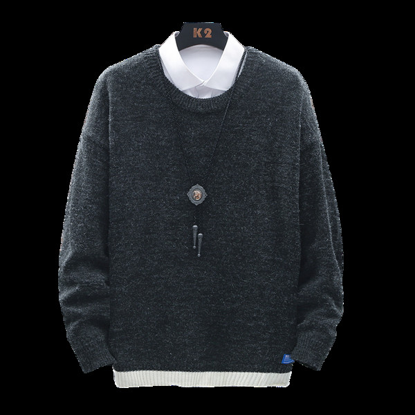 Alkalmi férfi pulóver ovális nyakkivágással, tiszta modellel