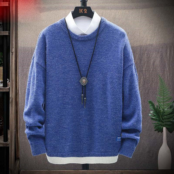 Alkalmi férfi pulóver ovális nyakkivágással, tiszta modellel