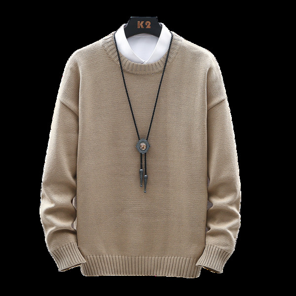 Férfi téli pulóver ovális nyakkivágással, tiszta modellel