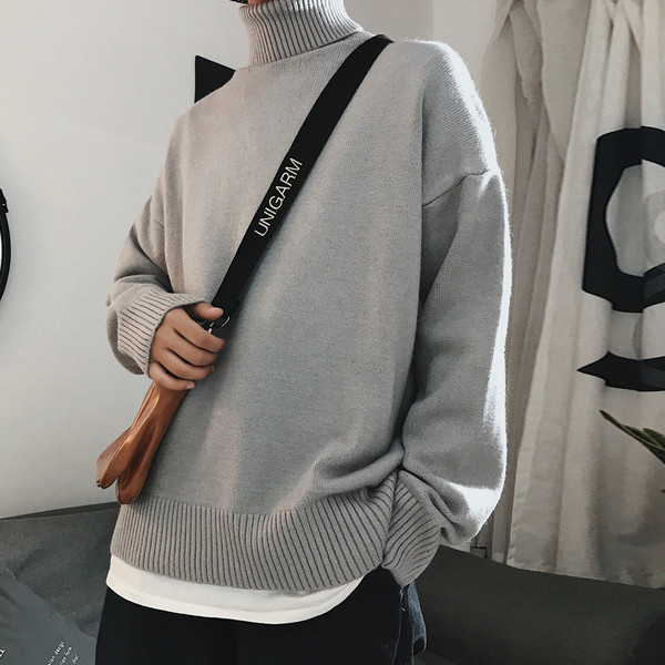 Téli férfi pulóver magas gallérral