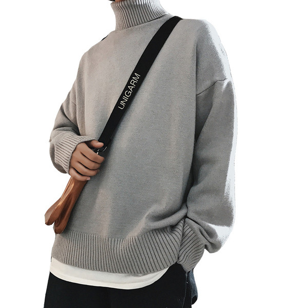 Téli férfi pulóver magas gallérral