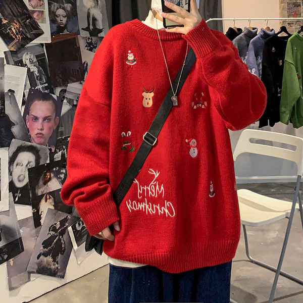 Ingyenes modell férfi téli pulóver karácsonyi motívumokkal