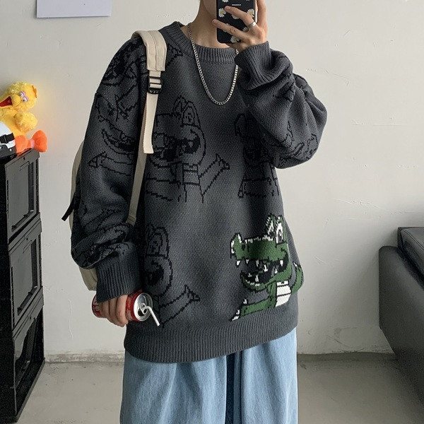 Ανδρικό χειμερινό πουλόβερ με οβάλ λαιμόκοψη