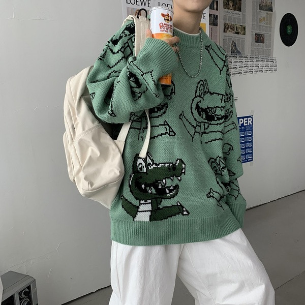 Ανδρικό χειμερινό πουλόβερ με οβάλ λαιμόκοψη