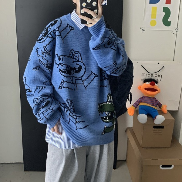 Ανδρικό χειμερινό πουλόβερ με οβάλ λαιμόκοψη