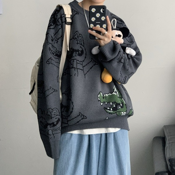 Ανδρικό χειμερινό πουλόβερ με οβάλ λαιμόκοψη