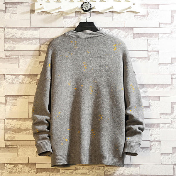 Téli férfi pulóver színes rátéttel