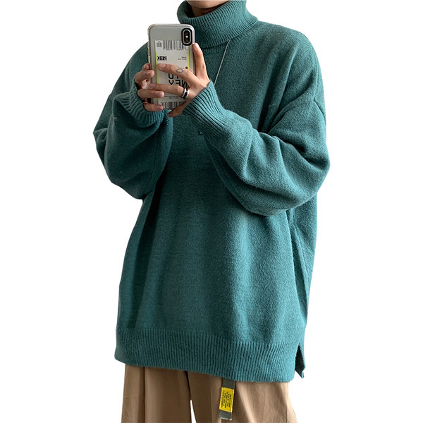 Ανδρικό πουλόβερ με υψηλό κολάρο - φαρδύ μοντέλο