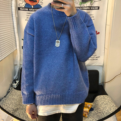 Χειμερινό ανδρικό ζεστό πουλόβερ με οβάλ ντεκολτέ