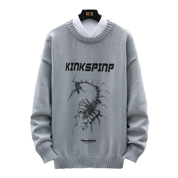 Férfi pulóver rátéttel és ovális nyakkivágással