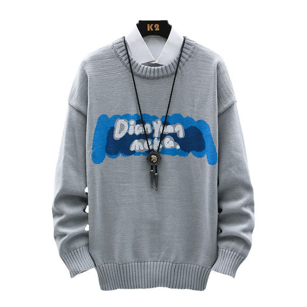 Ανδρικό πουλόβερ χειμερινό με μακριά μανίκια και τύπωμα