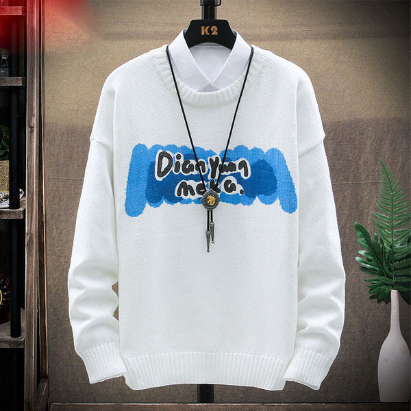 Ανδρικό πουλόβερ χειμερινό με μακριά μανίκια και τύπωμα