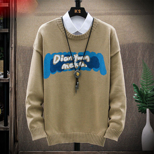 Ανδρικό πουλόβερ χειμερινό με μακριά μανίκια και τύπωμα