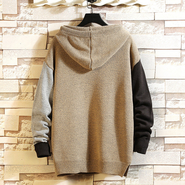 Χειμερινό μακρύ πουλόβερ με κουκούλα και κορδόνια