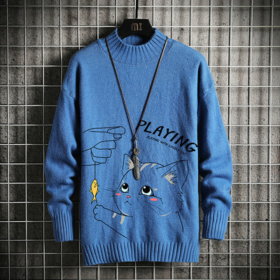 Téli férfi pulóver többféle színben, állati alkalmazásokkal