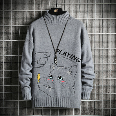 Téli férfi pulóver többféle színben, állati alkalmazásokkal