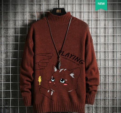 Téli férfi pulóver többféle színben, állati alkalmazásokkal