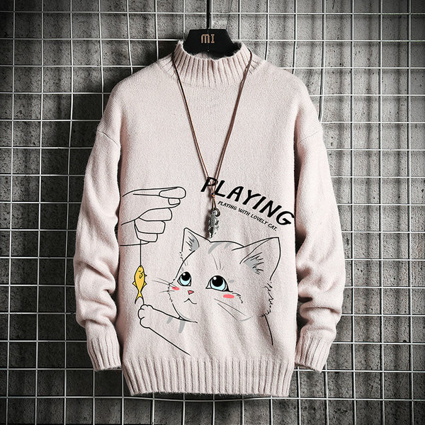 Téli férfi pulóver többféle színben, állati alkalmazásokkal