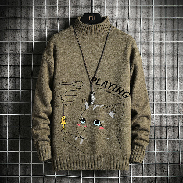 Téli férfi pulóver többféle színben, állati alkalmazásokkal