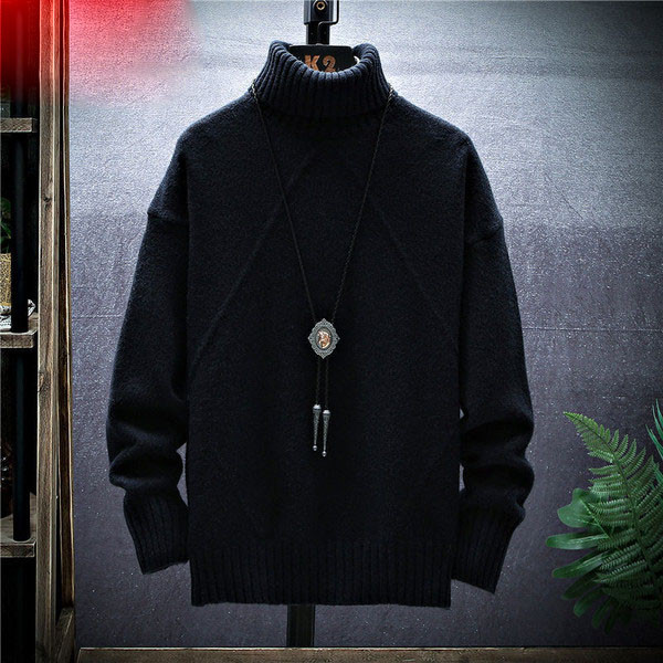 Téli férfi pulóver pólógallérral és hosszú ujjal