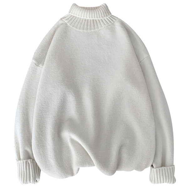 Φθινόπωρο-χειμερινό πουλόβερ με κολάρο - φαρδύ μοντέλο